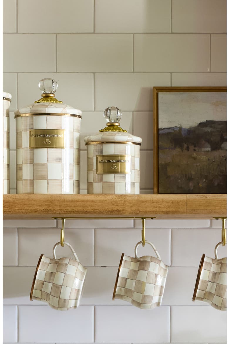 Mocha Check Demi Enameled Steel Canister, Alternate, color, MOCHA