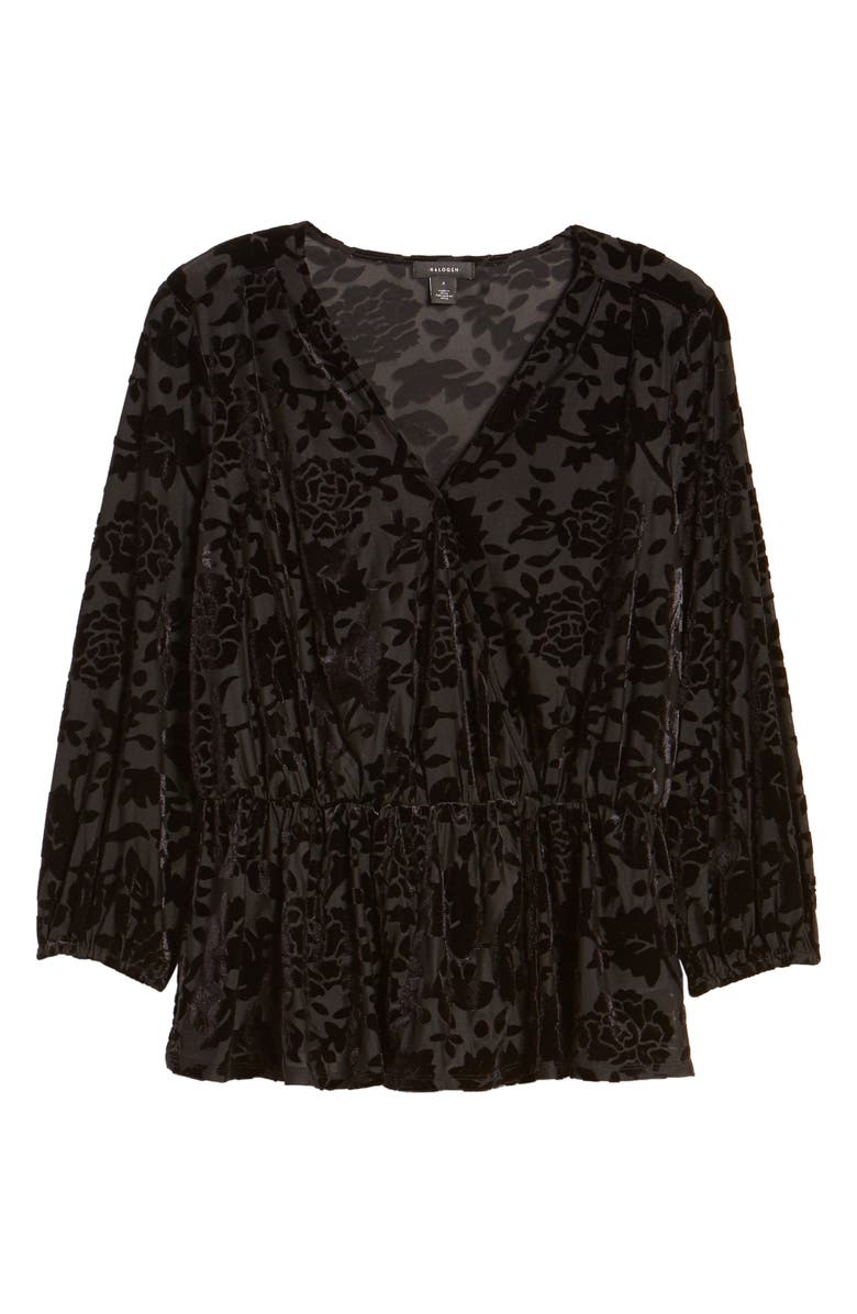 Halogen<sup>®</sup> Flocked Peplum Top, Alternate, color,