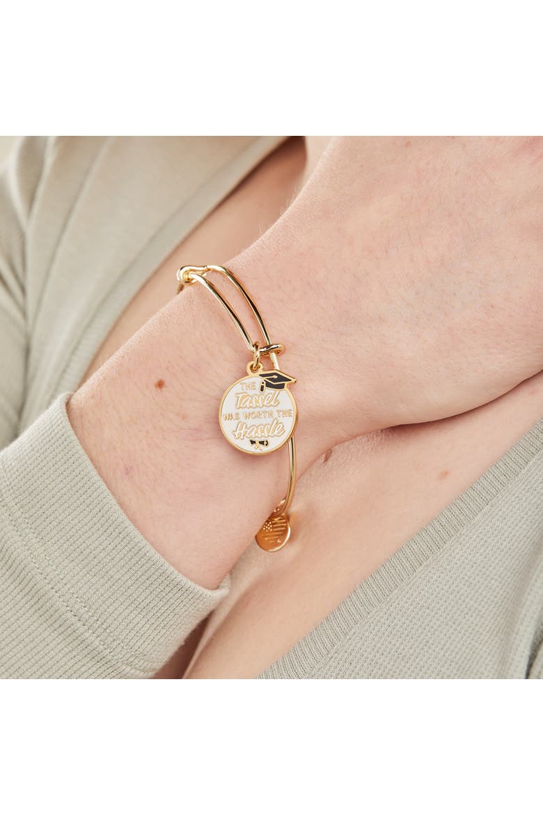 'The Tassel was Worth the Hassle' Graduation Charm Bangle, Alternate, color, Gold