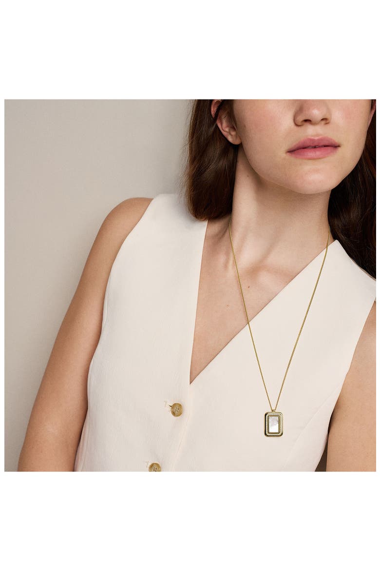 Raquel Mother of Pearl Spinning Pendant Necklace, Alternate, color, GOLD