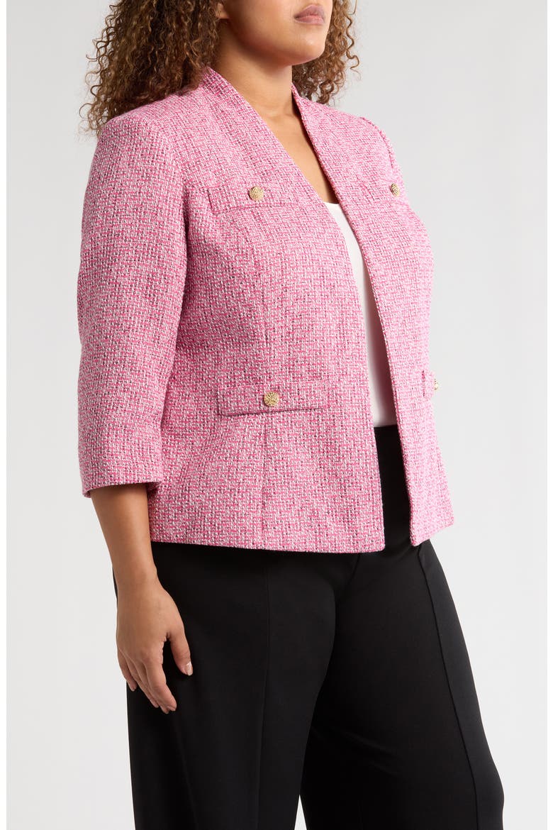 Tweed Four Pocket Collarless Blazer, Alternate, color, PNK PERFECTION MULTI