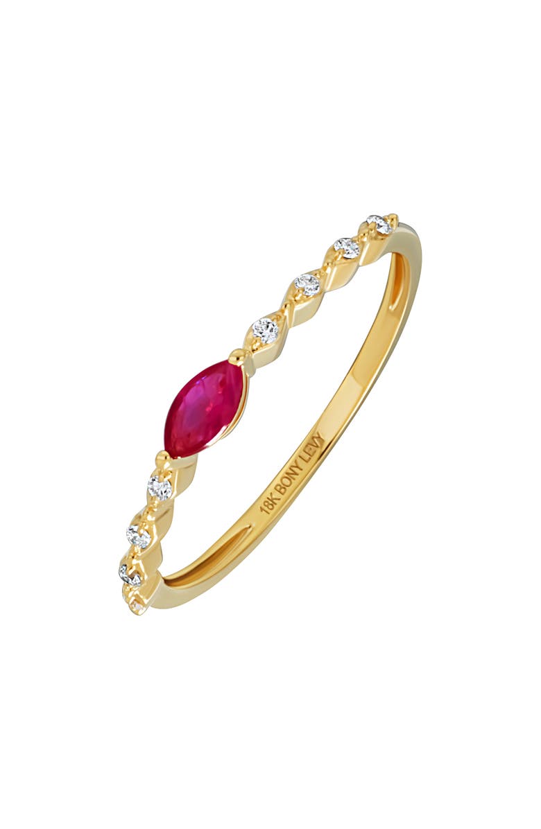 Bony Levy El Mar Ruby & Diamond Stackable Ring - 0.053ct., Alternate, color, 
