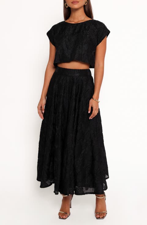 Beckham Floral Jacquard Crop Top & Maxi Skirt Set