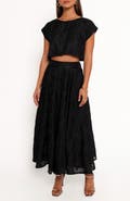 Petal & Pup Beckham Floral Jacquard Crop Top & Maxi Skirt Set