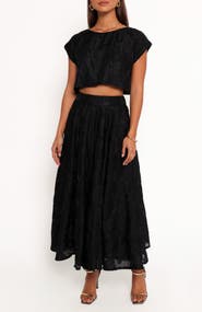 Petal & Pup Beckham Floral Jacquard Crop Top & Maxi Skirt Set