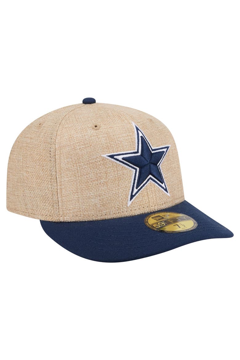 Men's New Era  Natural/Navy Dallas Cowboys Pre-Curved Twine 59FIFTY Fitted Hat, Alternate, color, Natural