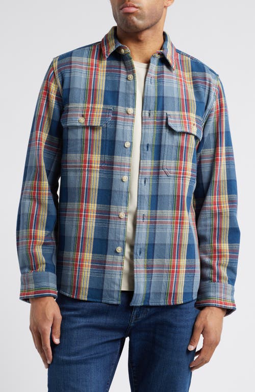 Pendleton Arcadia Plaid Cotton Flannel Button-Up Shirt in Blue/Gold Multi Plaid 