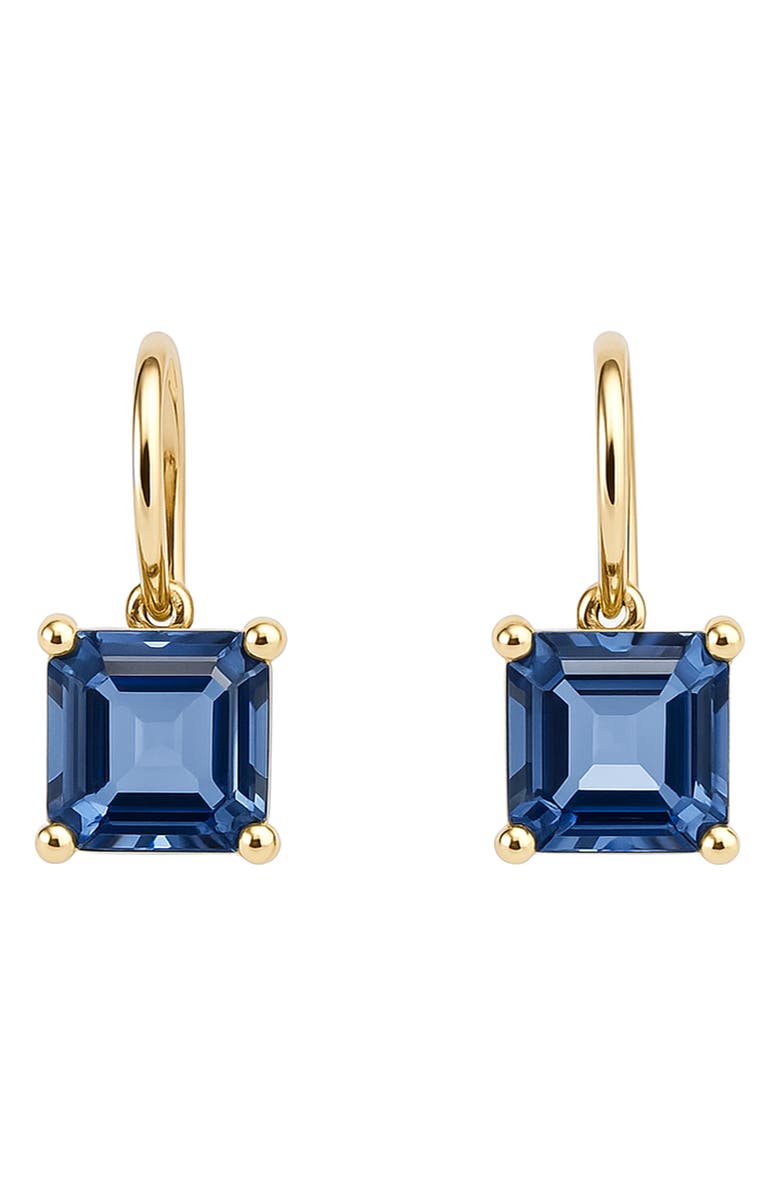 House of Frosted Ivy 14K Gold Plate Sterling Silver Blue Topaz Drop Earrings, Main, color, Yellow Gold