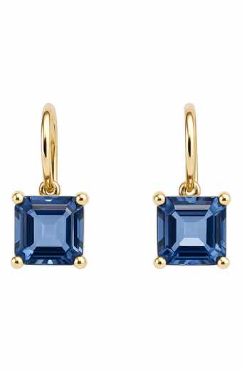 House of Frosted Ivy 14K Gold Plate Sterling Silver Blue Topaz Drop Earrings