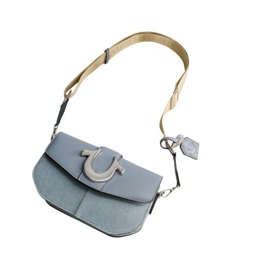 True Religion Denim Saddle Bag With Oversized Horseshoe Logo In Blue
