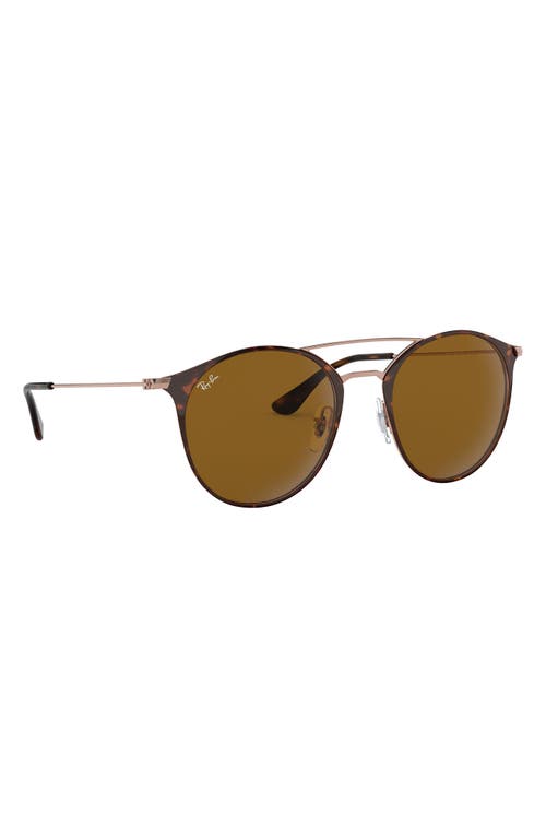 Ray Ban Ray-ban Highstreet 52mm Round Brow Bar Sunglasses In Brown