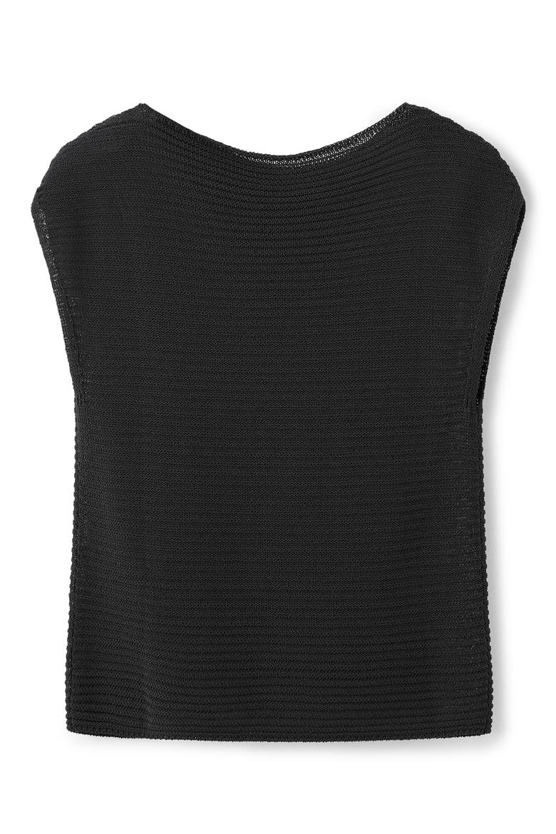 Short-Sleeved Crewneck Sweater, Alternate, color, BLACK