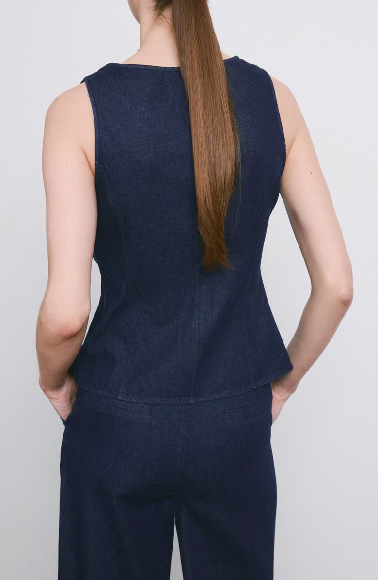MANGO Square Neck Denim Vest, Alternate, color, Open Blue