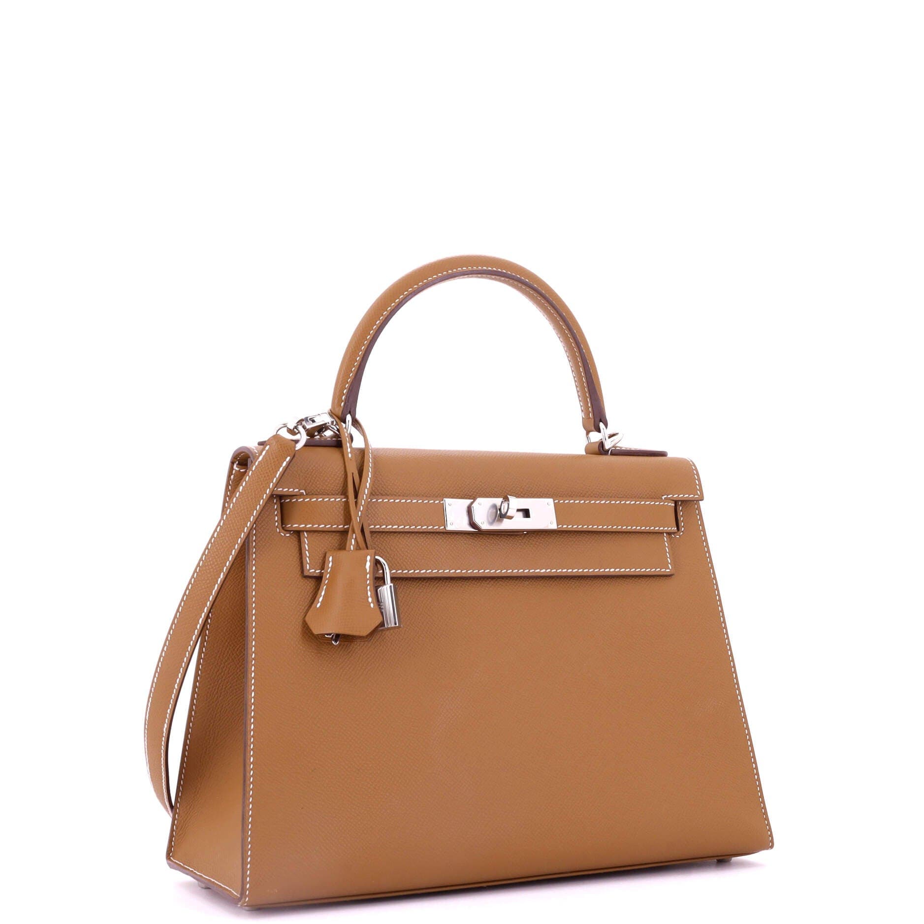 Pre-Owned Hermes Kelly Handbag Brown Epsom with Palladium Hardware 28, Alternate, color, 