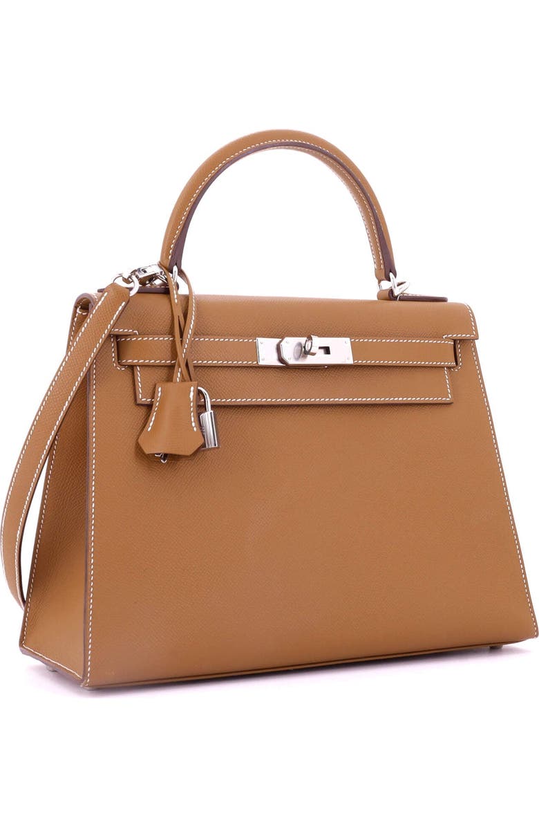 Pre-Owned Hermes Kelly Handbag Brown Epsom with Palladium Hardware 28, Alternate, color,