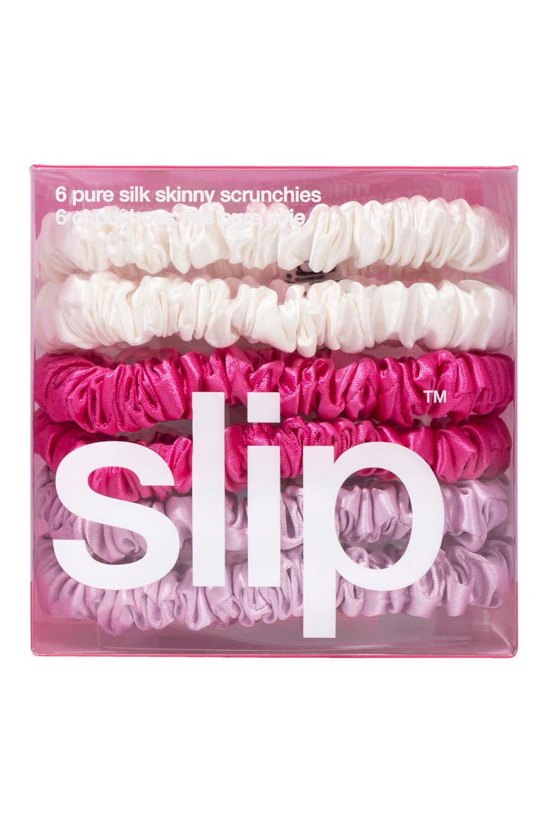 Sweet Pea Pure Silk Skinny 6-Pack Scrunchies, Alternate, color, SWEET PEA