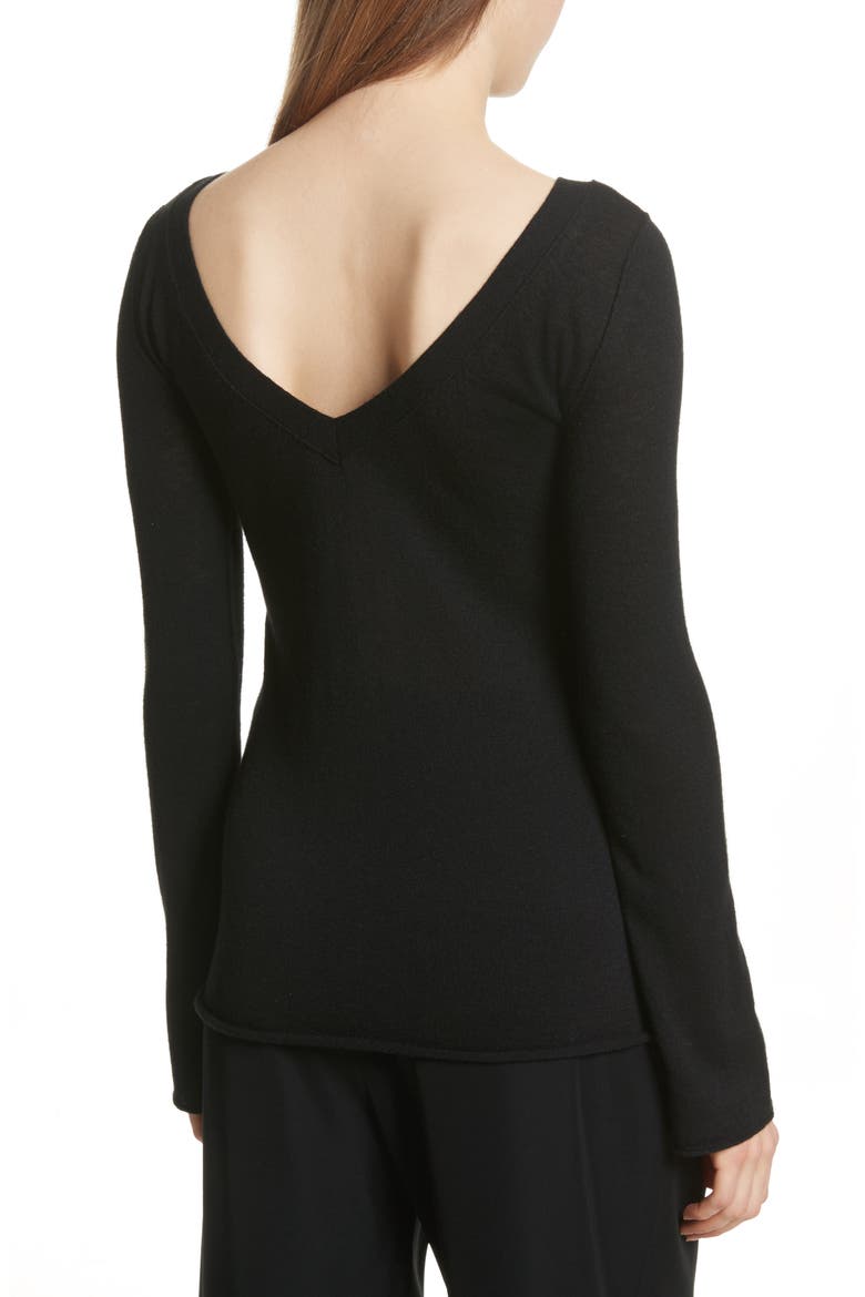 Cashmere V-Back Cashmere Sweater, Alternate, color, BLACK