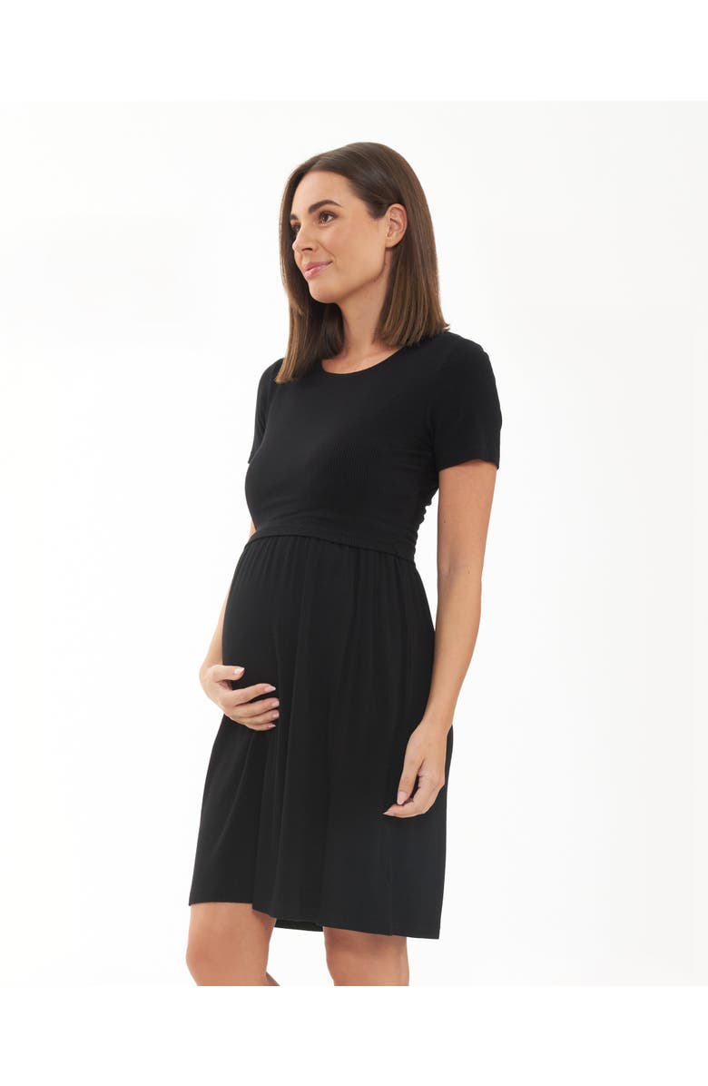 Ripe Maternity Rib Crop Top Nursing Dress, Alternate, color, Black