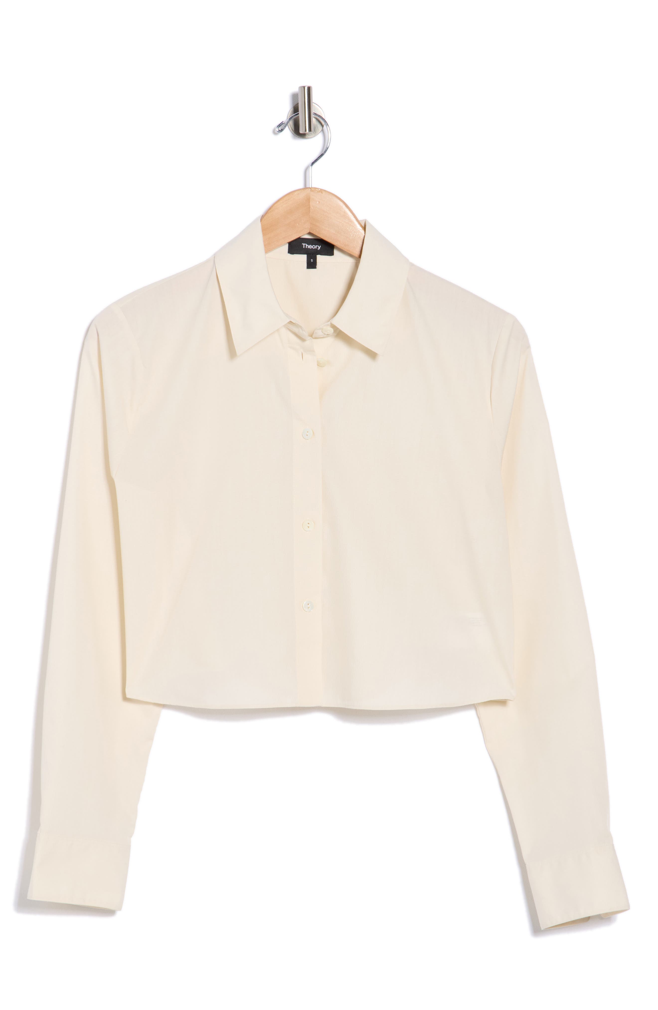 Theory Crop Poplin Button-Up Shirt