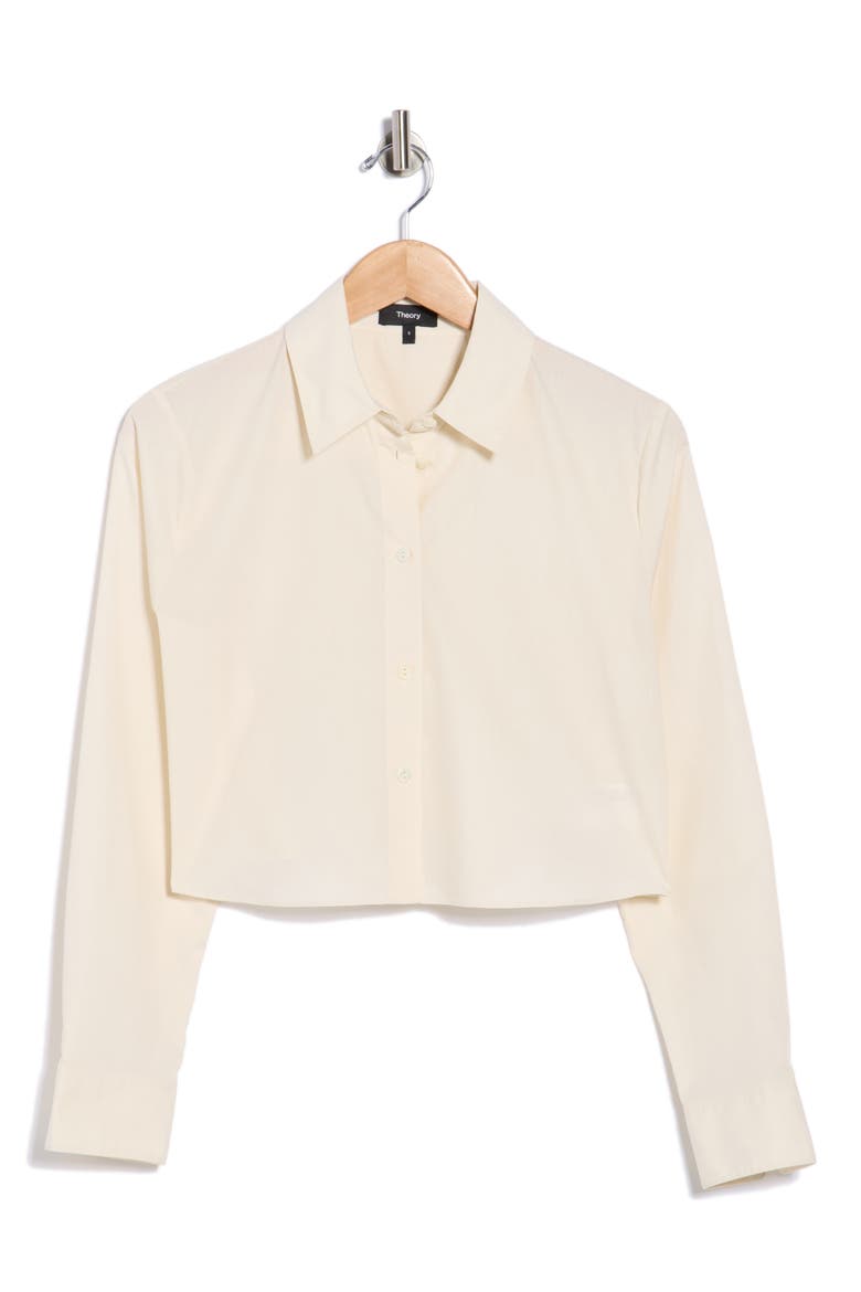 Crop Poplin Button-Up Shirt, Alternate, color, EGGSHELL