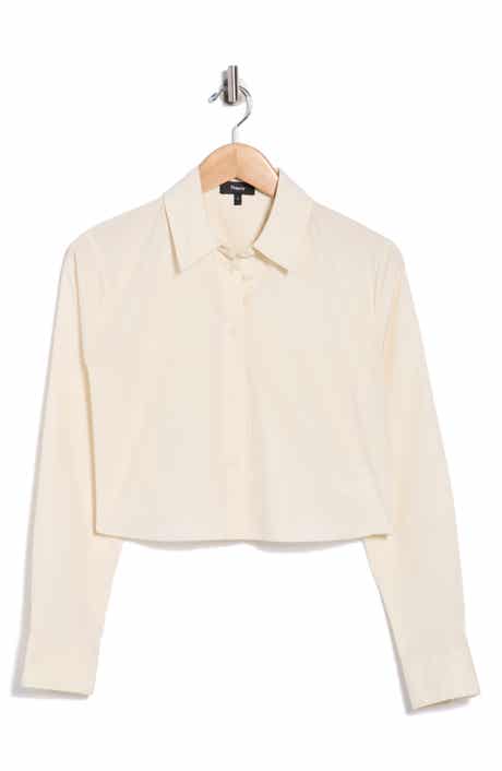 Theory Crop Poplin Button-Up Shirt