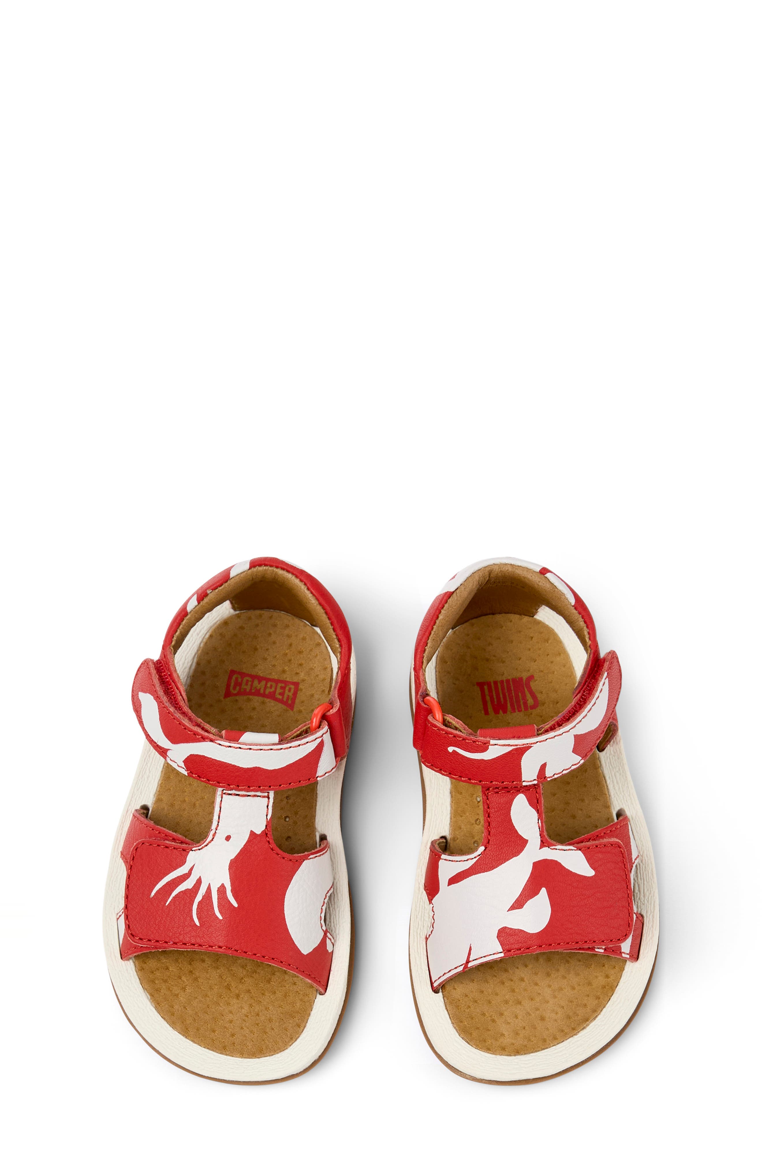 Camper Kids' Ankle Strap Leather Sandal, Alternate, color, Multi - Red