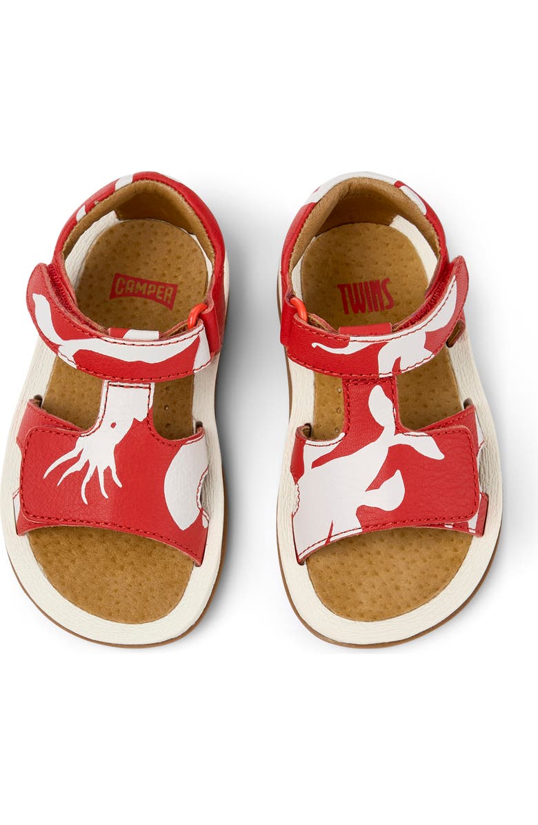 Camper Kids' Ankle Strap Leather Sandal, Alternate, color, Multi - Red