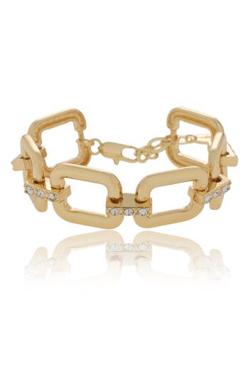 Ettika Square Link & Stone Bracelet In Gold
