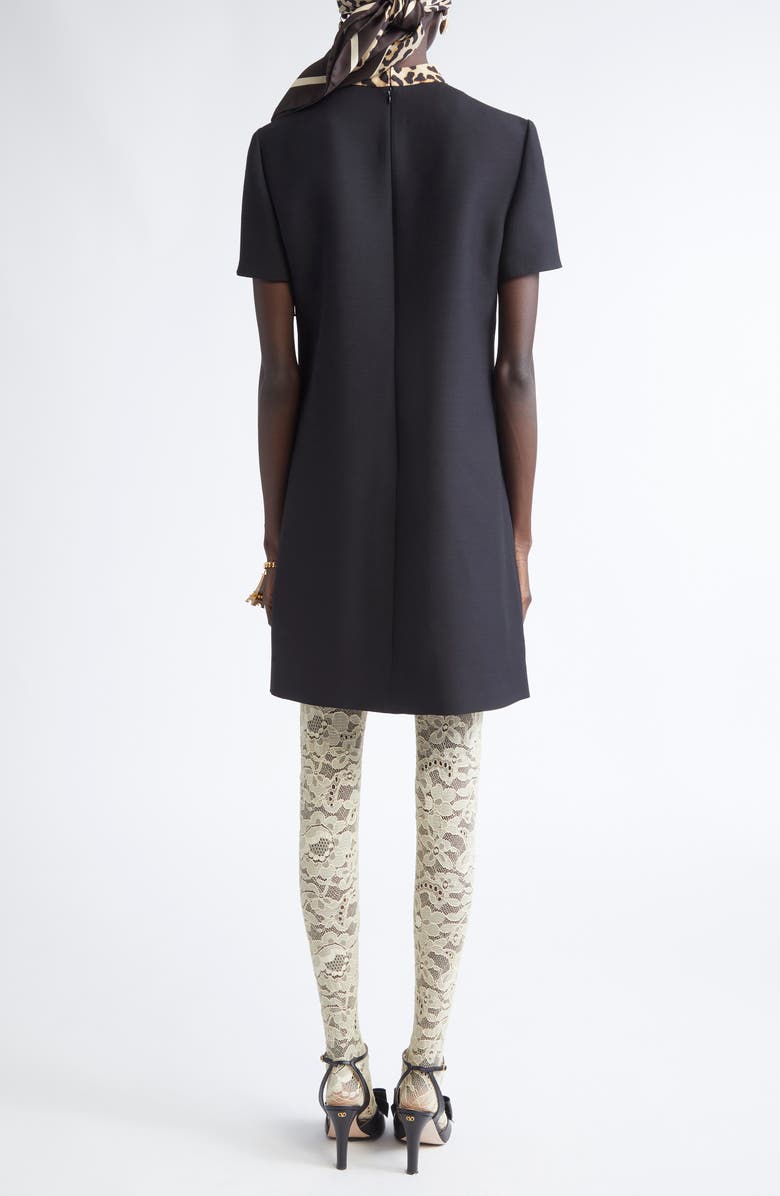 Valentino Garavani Crepe Couture Minidress with Leopard Print Scarf, Alternate, color, Black
