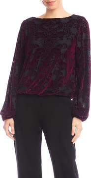 Karen Kane Floral Velvet Burnout Top