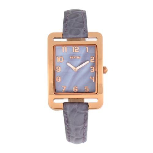 Bertha Marisol Swiss Mop Leather-band Watch In Lavender