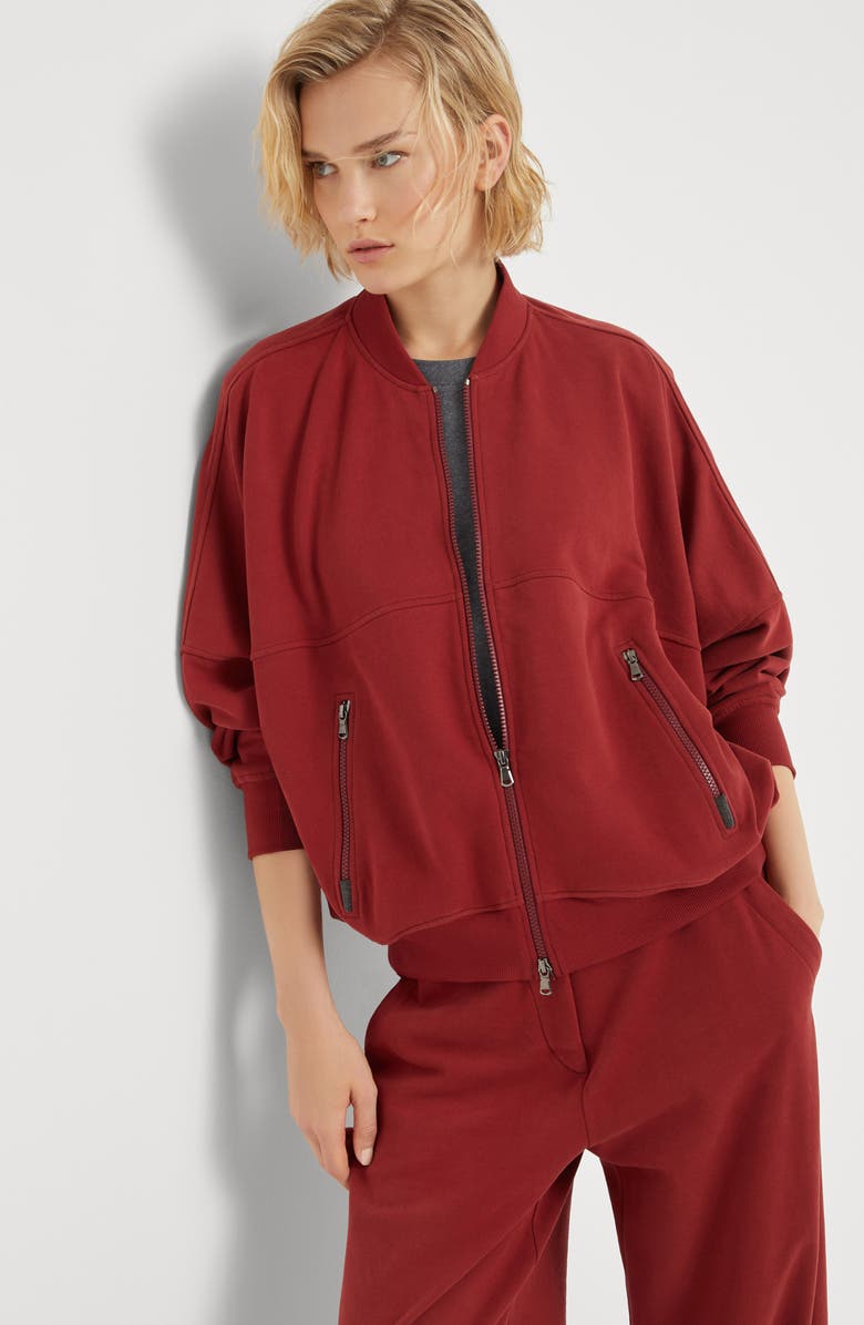 Brunello Cucinelli Cotton smooth French terry sweatshirt with monili, Alternate, color, 