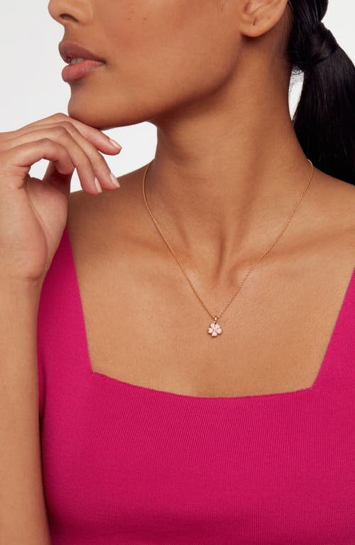 Ted Baker London Petiies Flower Pendant Necklace In Gold Tone Light Pink Pearl
