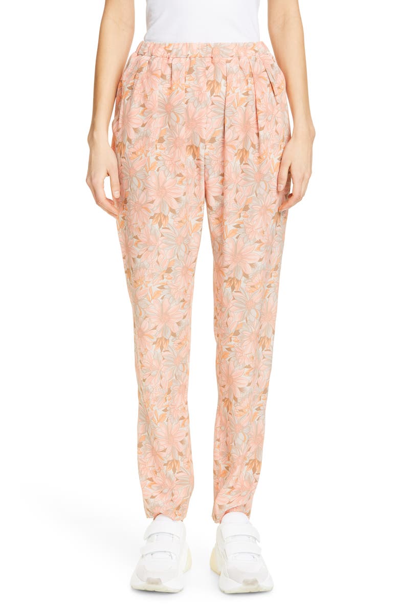 Stella McCartney Floral Print Silk Jogger Pants, Main, color,