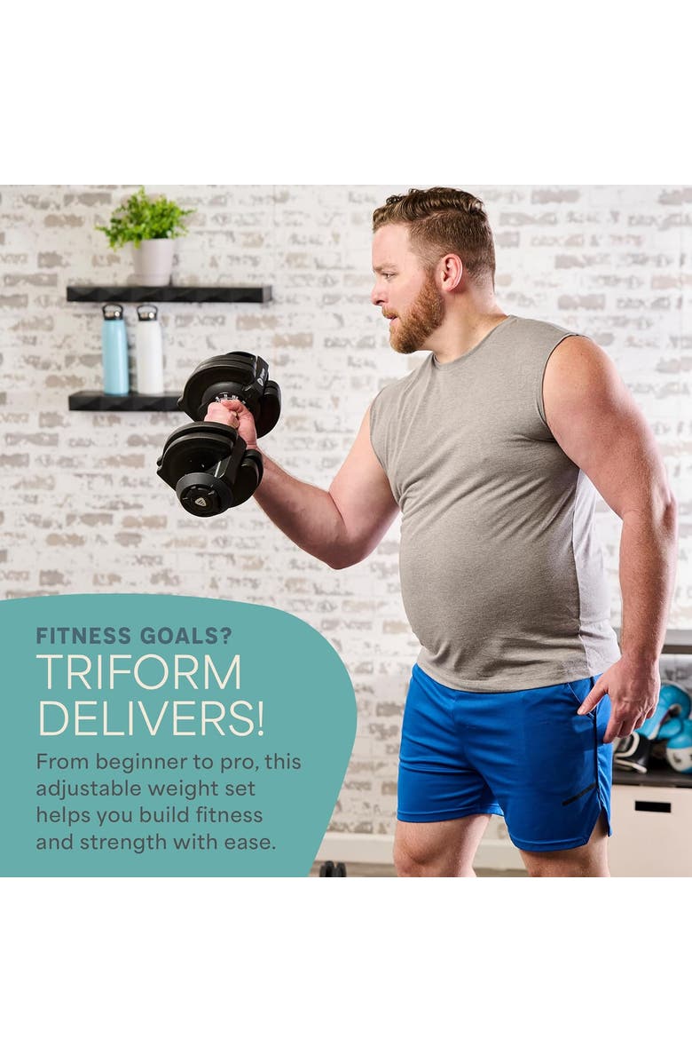 Lifepro Adjustable Dumbbell Set 25lb, 15lb, 43lb, 55lb Quick Adjust Strength Training Weights for Home Gym, Alternate, color, 43Lb 3In1