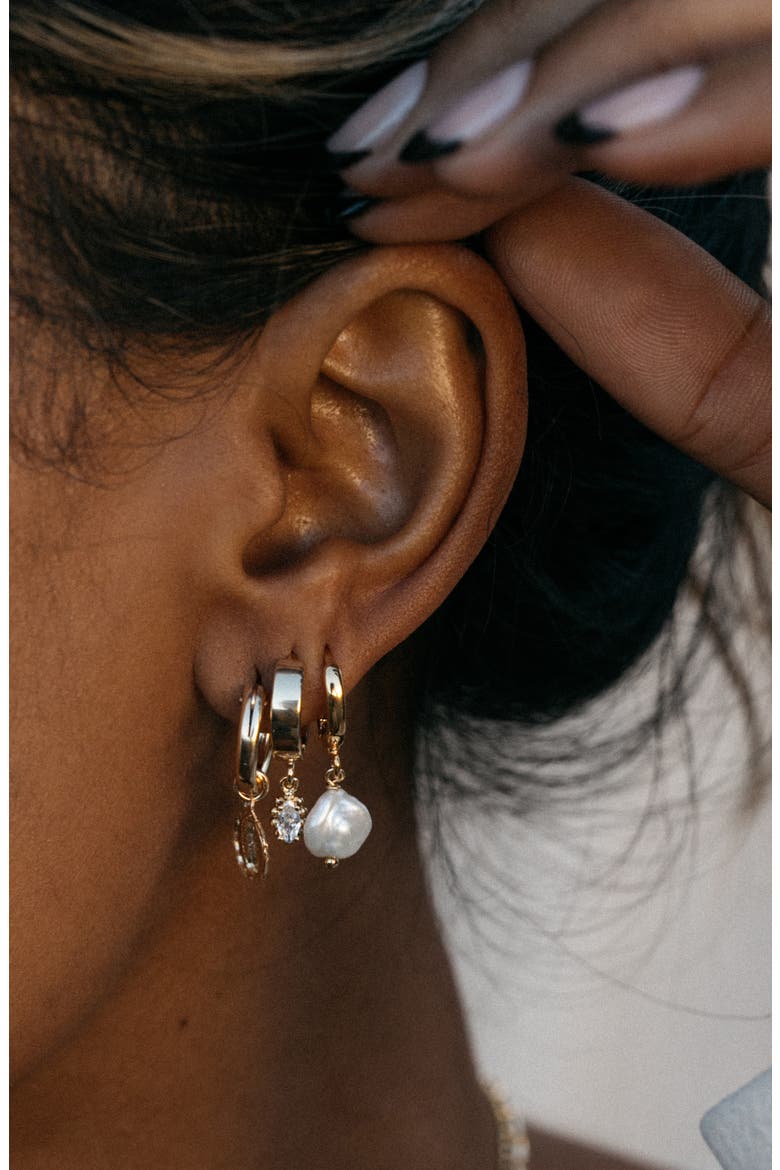Sophia Drop Huggie Hoop Earrings, Alternate, color, GOLD