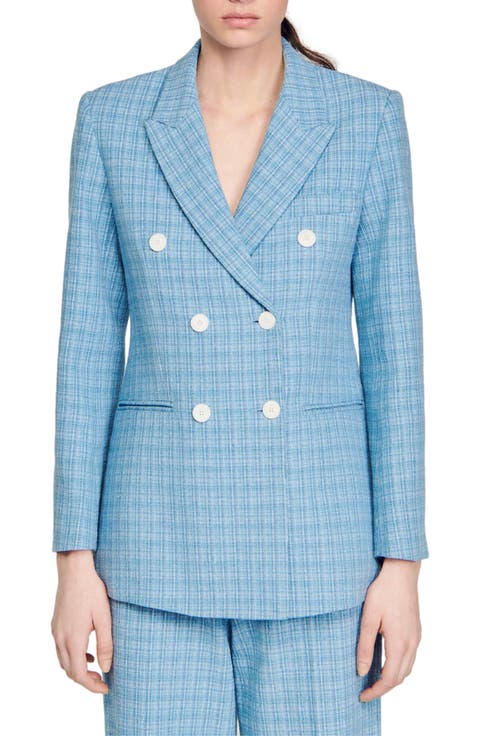 SANDRO Double-Breasted Tweed Blazer | Nordstromrack