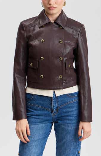 Double Breasted Cropped Faux Leather Jacket