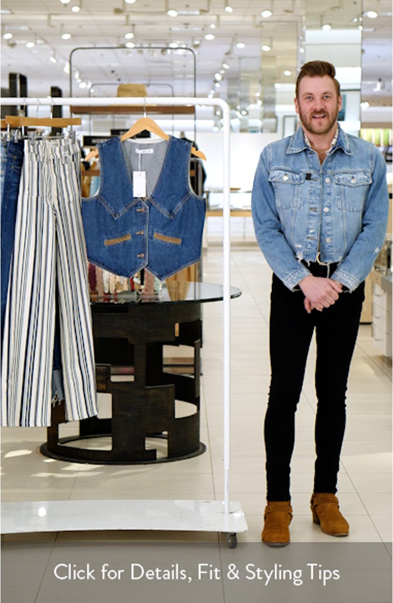 Faux Suede Contrast Detail Denim Vest, sales video thumbnail