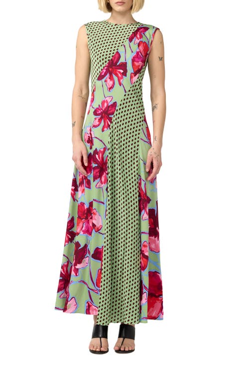 Cory Mixed Print Sleeveless Maxi Dress