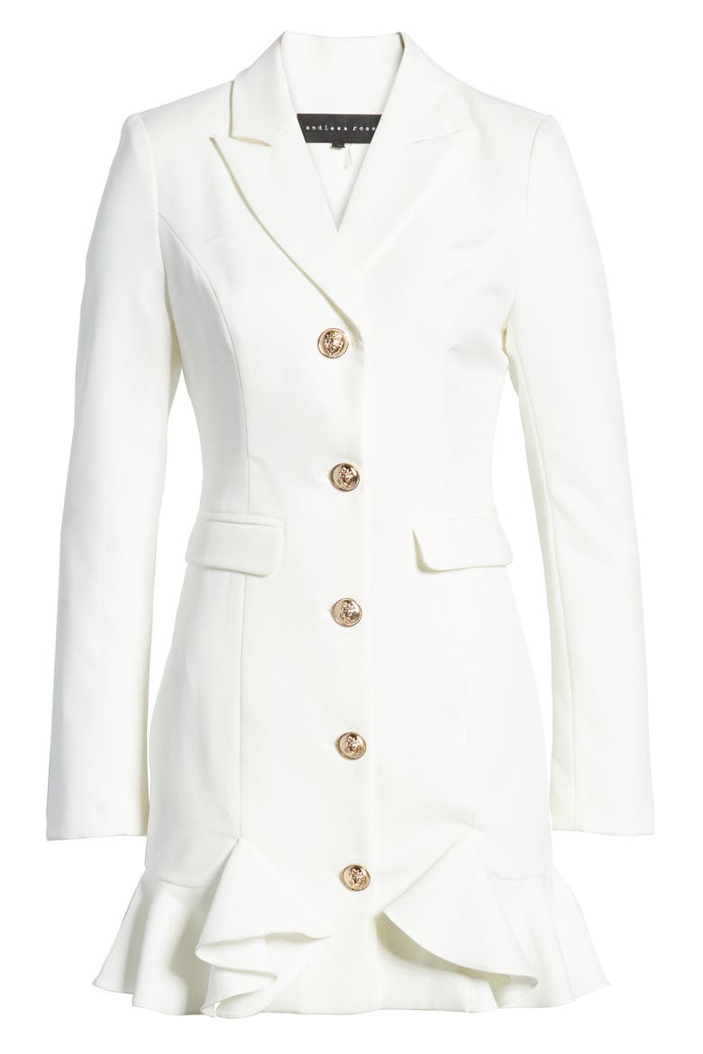 Ruffle Hem Jacket Minidress, Alternate, color, WHITE