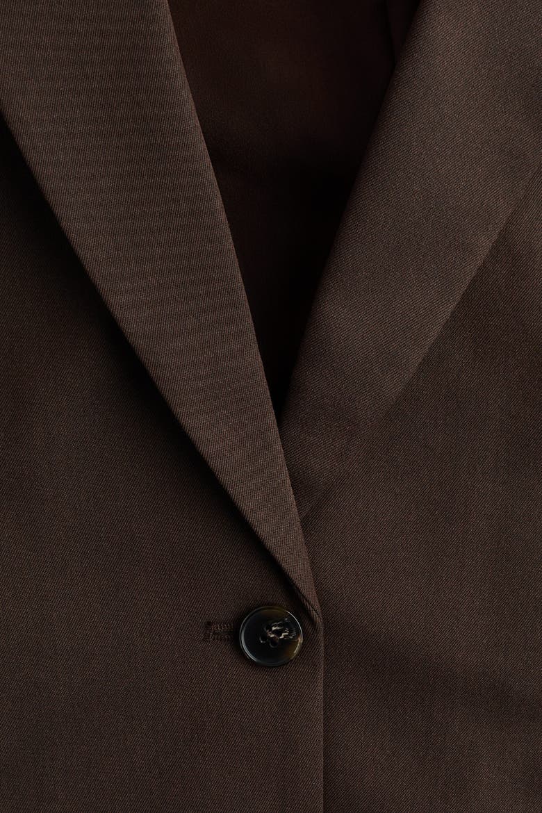 Single-breasted Twill Blazer, Alternate, color, Dark brown