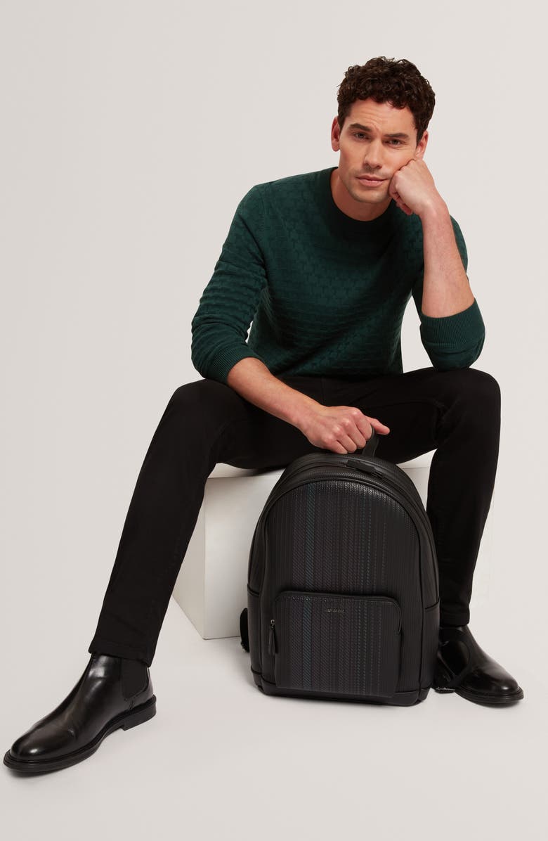 Ted Baker Sainsy Jacquard Cotton Blend Sweater, Alternate, color, Dark Green