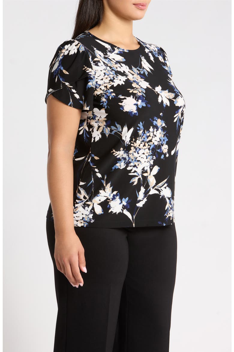 Floral Tulip Sleeve Top, Alternate, color, ANNE BLACK MULTI