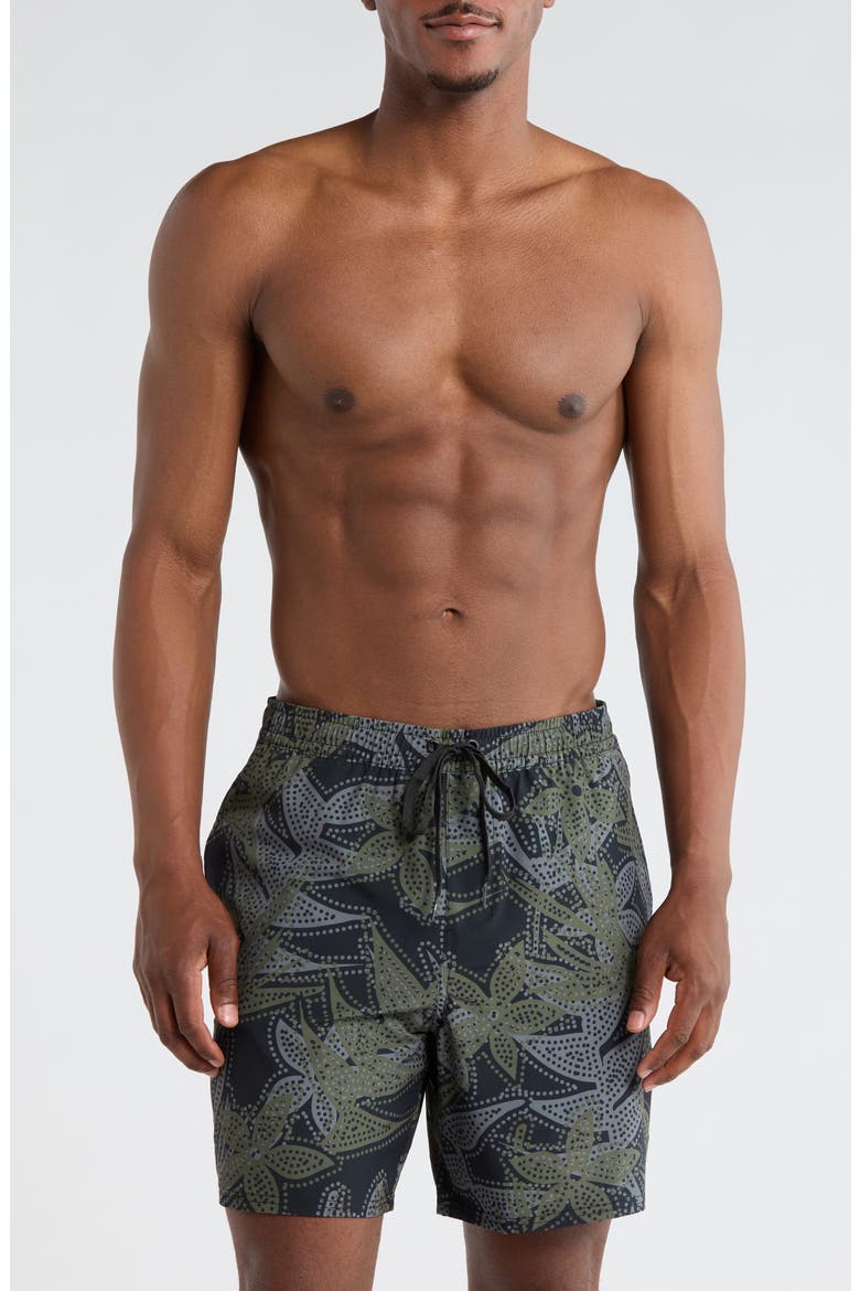 Kickturn Volley Swim Trunks, Main, color, OLIVE NIGHT