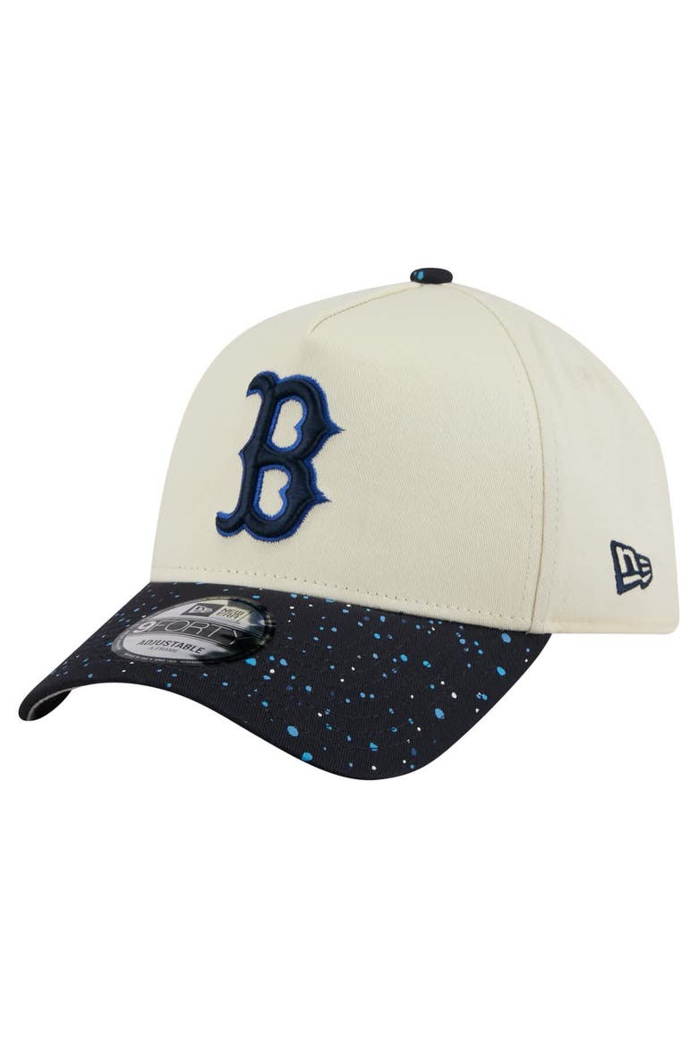 Men's New Era  Cream Boston Red Sox Speckle A-Frame 9FORTY Adjustable Hat, Main, color, Cream