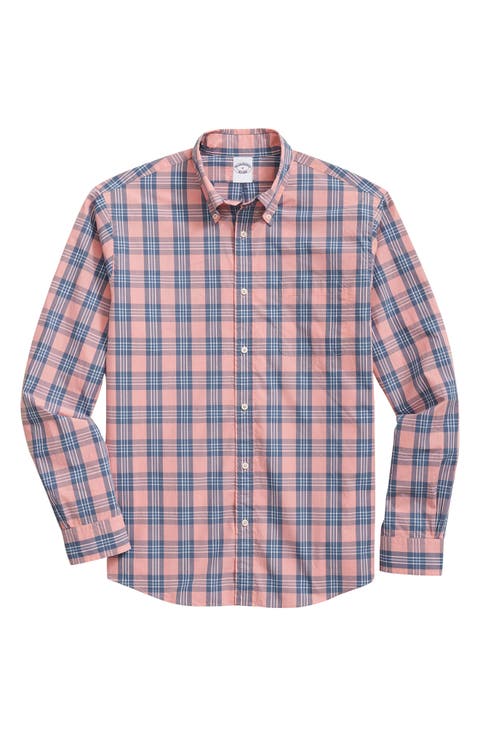 Friday Poplin Plaid Cotton Oxford Cloth Button-Down Shirt