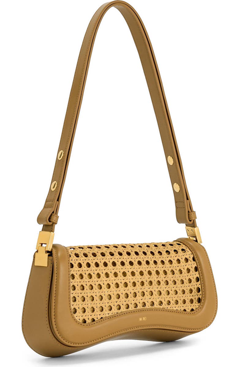 JW PEI Joy Woven Inset Faux Leather Shoulder Bag, Alternate, color, Brown