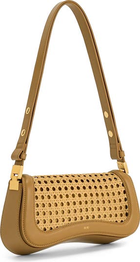 Joy Woven Inset Faux Leather Shoulder Bag