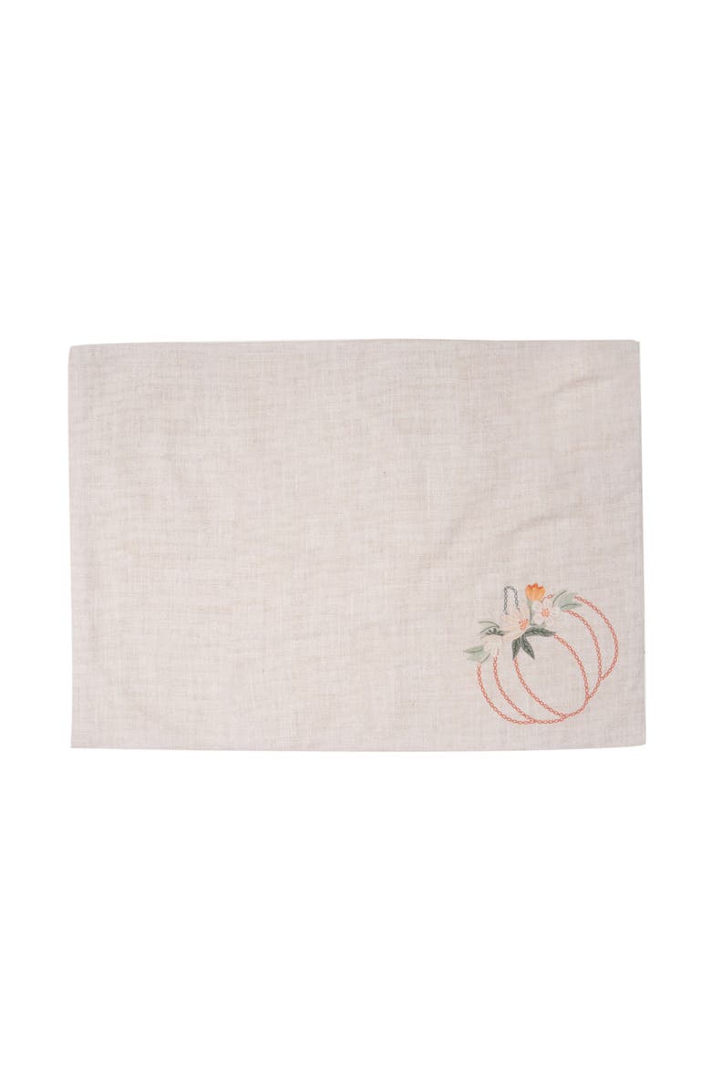 C&F Home Beige Autumn Botanical Pumpkin 100% Cotton Embroidered Set of 6 Placemats 14" x 20", Alternate, color, Beige